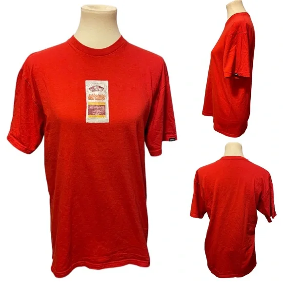Vans OFF THE WALL Crumpled Hot Sauce Packet Logo Red T-shirt Medium - Picture 7 of 10